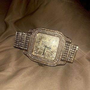 Techno pave stainless steel Quartz watch